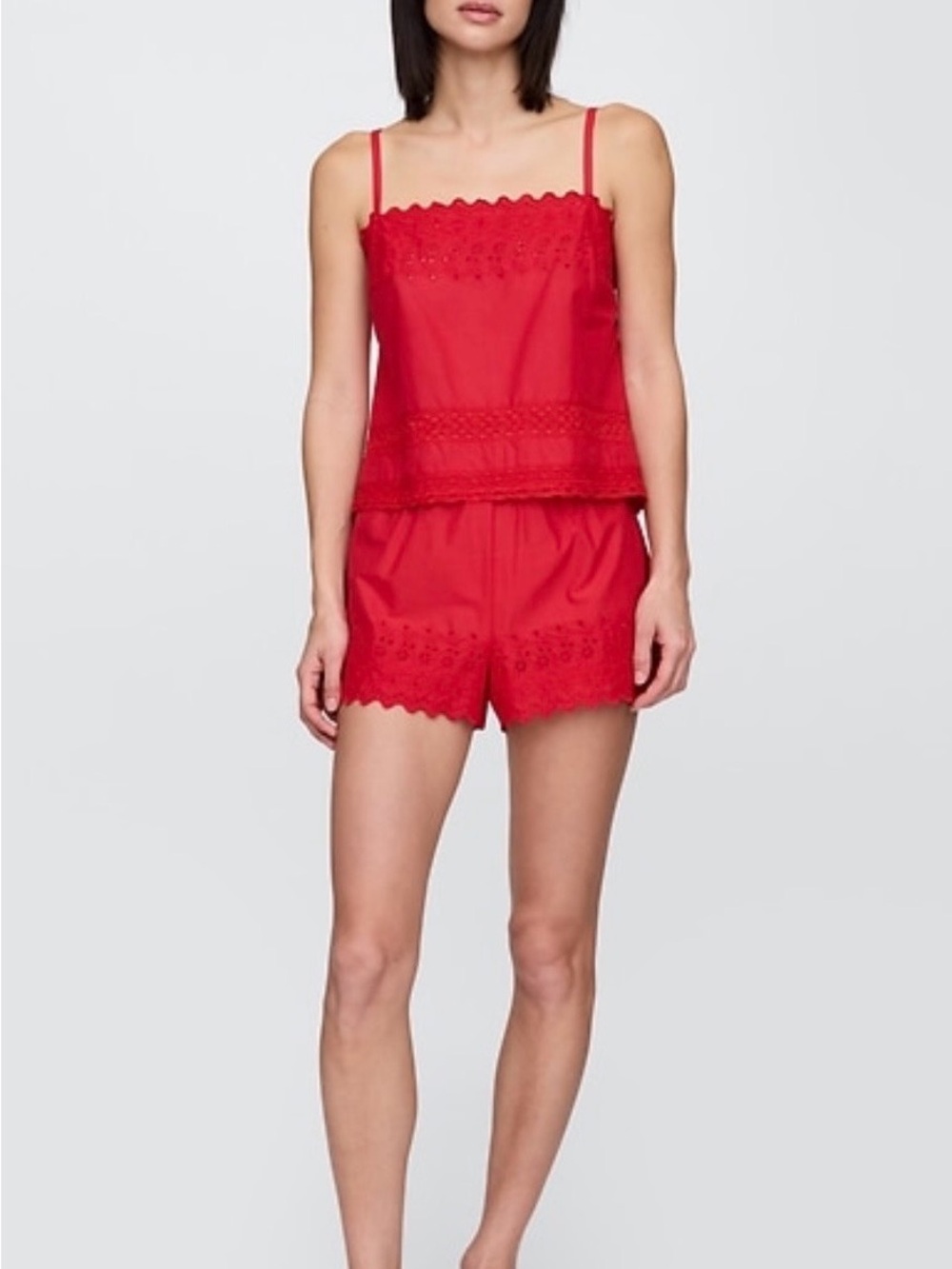 Gap Lace-Trim PJ Cami/Shorts Set in Tomato Red, NWT (XL Tall)